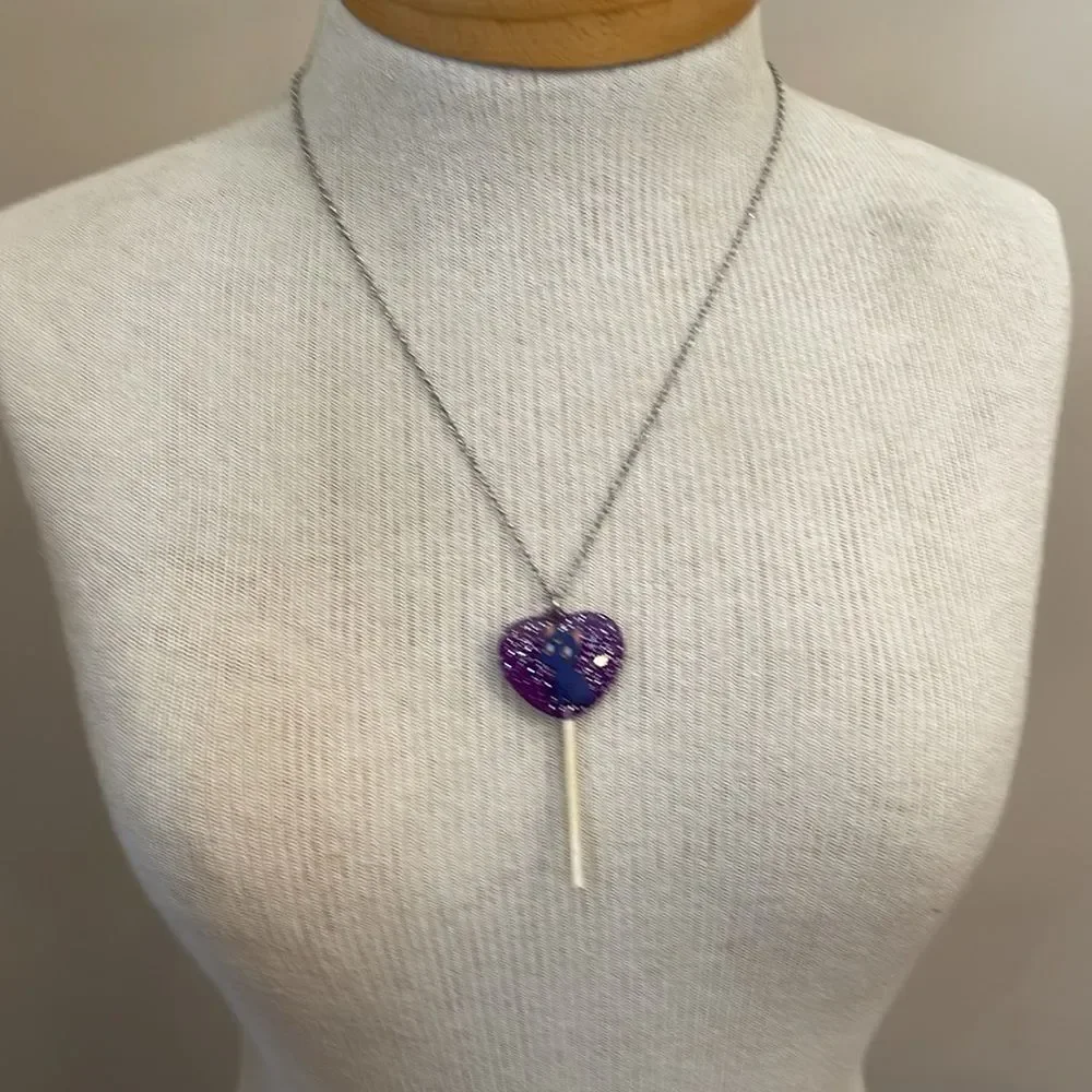 Sailor Moon Necklace Luna Hot Topic Cosplay Jewelry Glitter Purple Lollipop